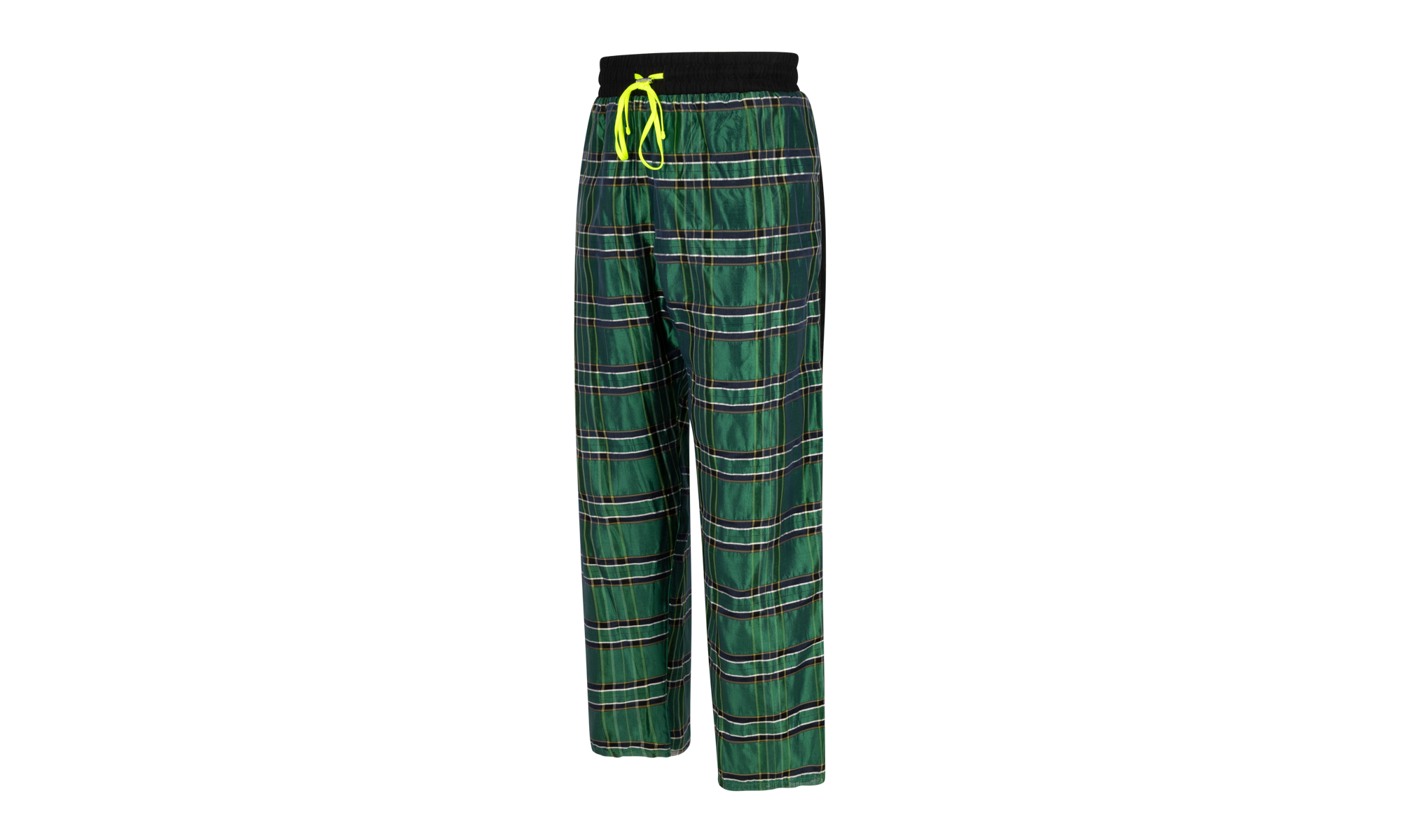 Silk Plaid Track Pants "Green"