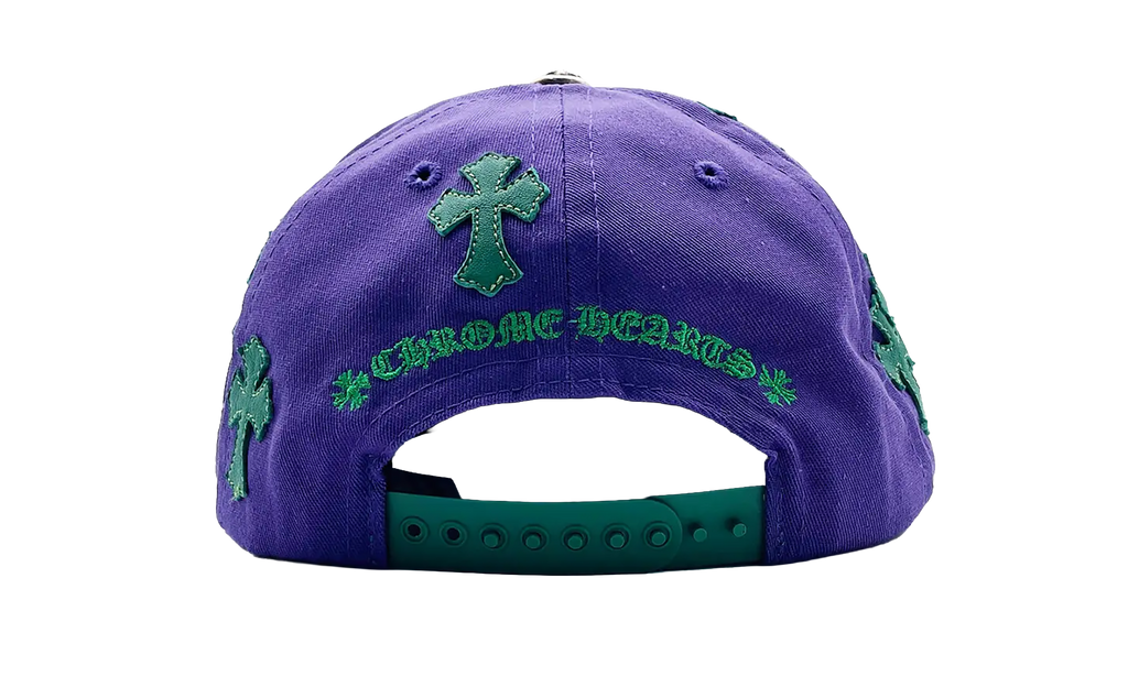 Embroidered Leather Cross Patch Baseball Hat "Purple / Green" CHRM0753