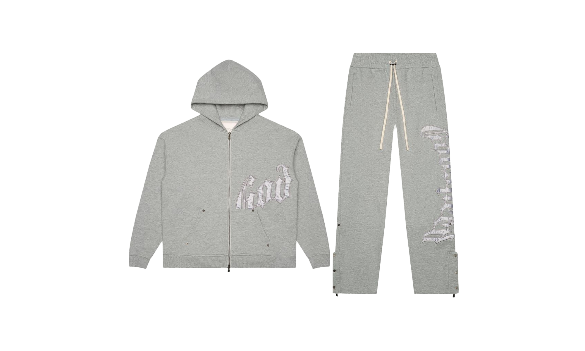 OG Logo Satin Sweatsuit V2 "Grey Silver" OG LOGO SWEATSUIT V 2 GREY SILVER SATIN BOO M