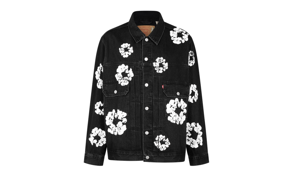 The Cotton Wreath Denim Jacket "Black" DT15