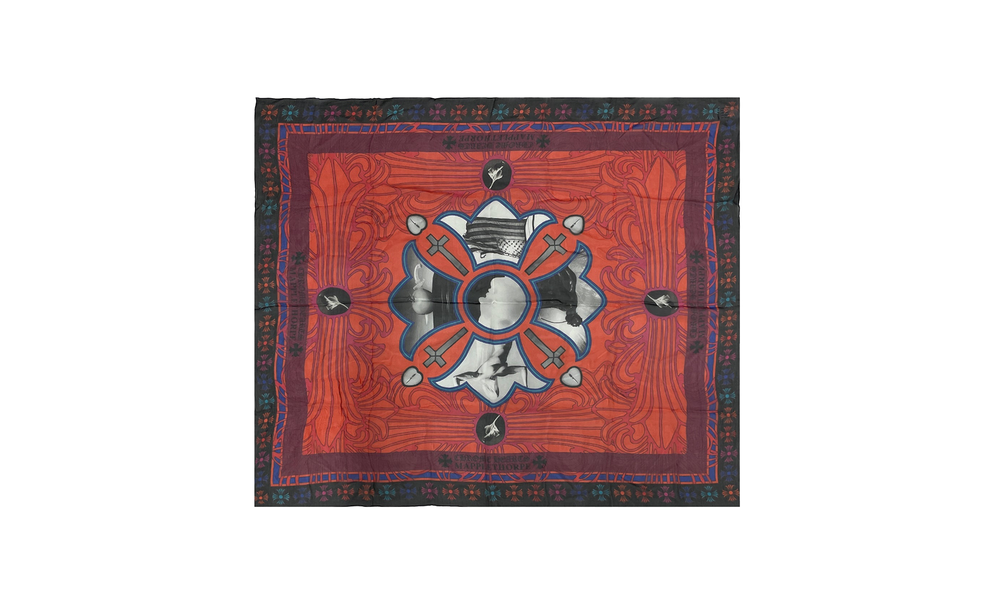 Mapplethorpe Multi-Color Cross Silk Scarf "Red" CHRM0519