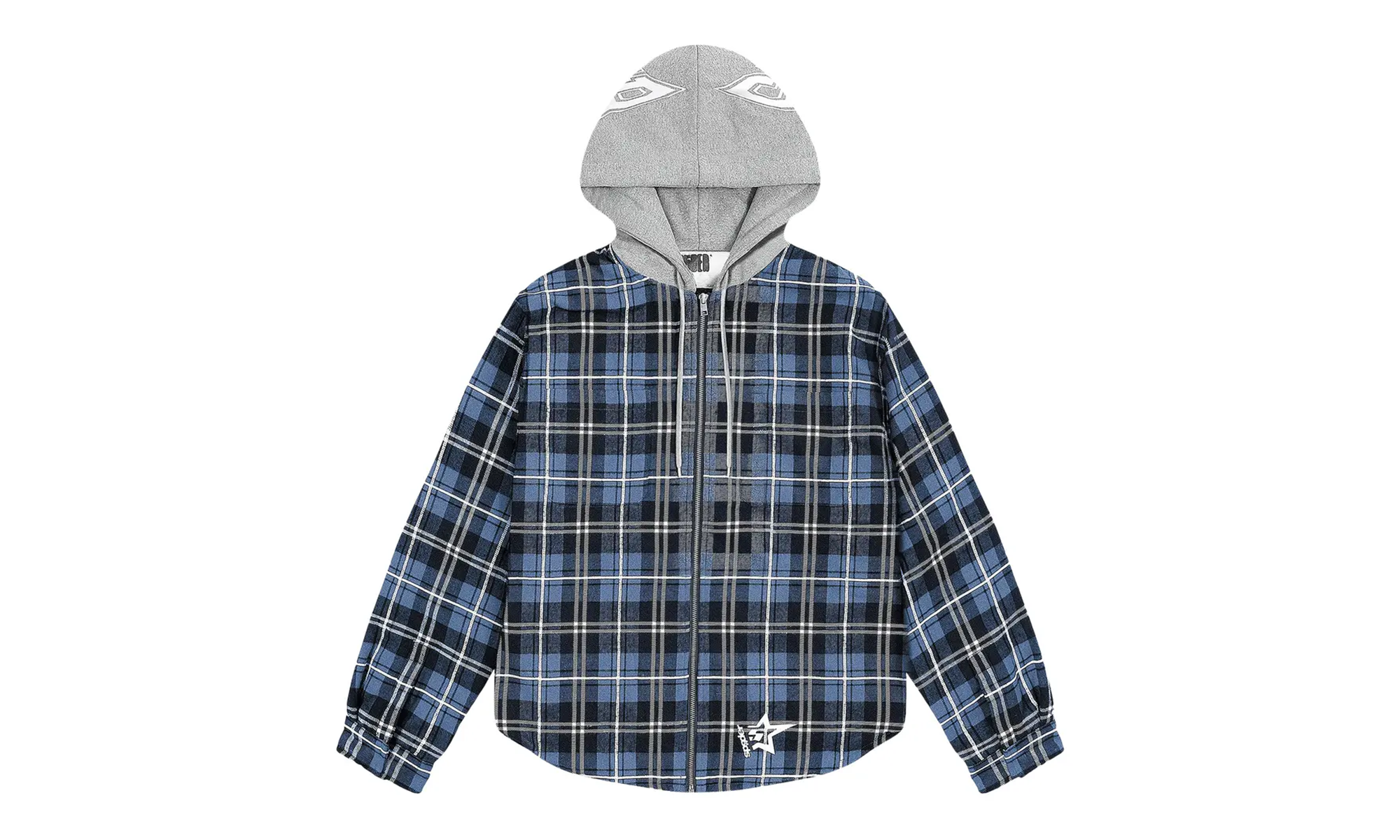 Hooded Zip Flannel Shirt Jacket "Blue Plaid" SP5der228