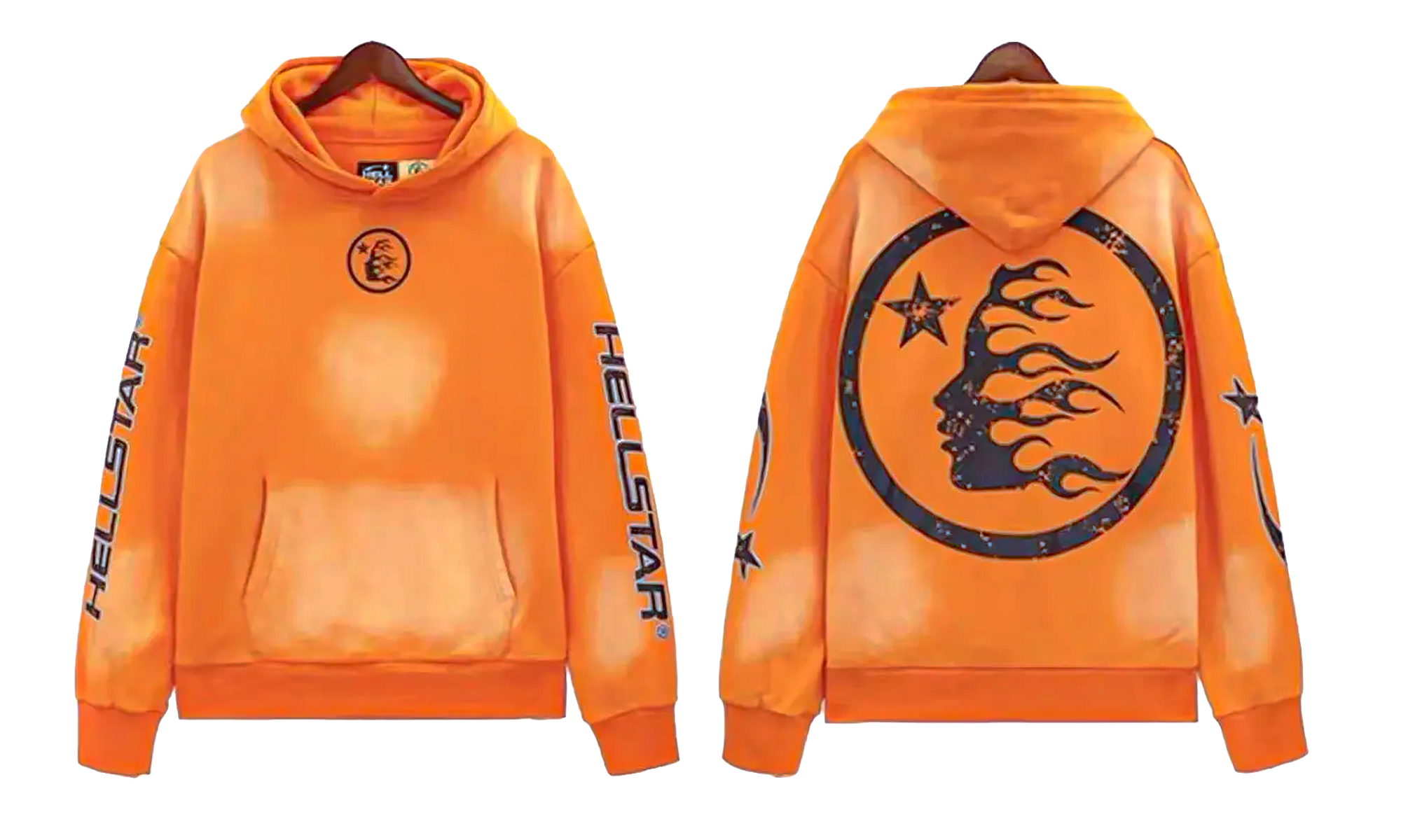 Fire Hoodie with Closed Elastic Bottom Sweatpants (Full set) "Orange" HSR134