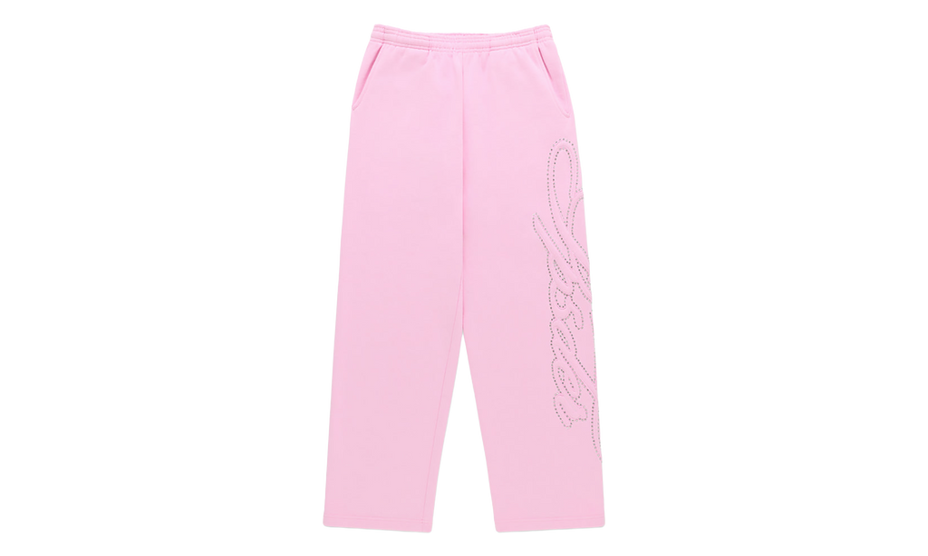 Rhinestone Script Wide Leg Sweatpants "Light Pink" SP5der350