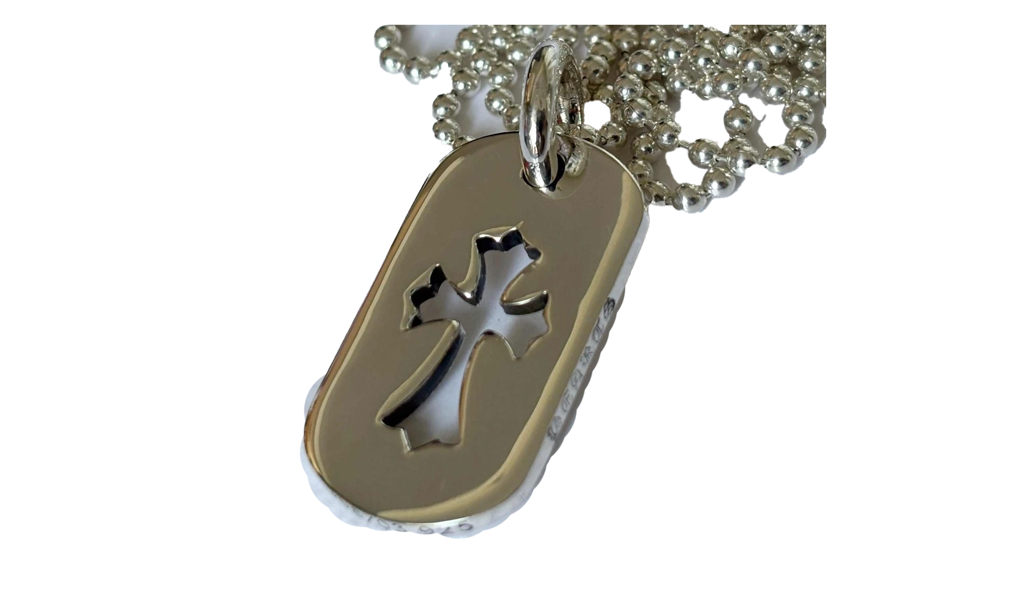 Small Cross Dog Tag & Ball Chain "Silver" CHRM0722