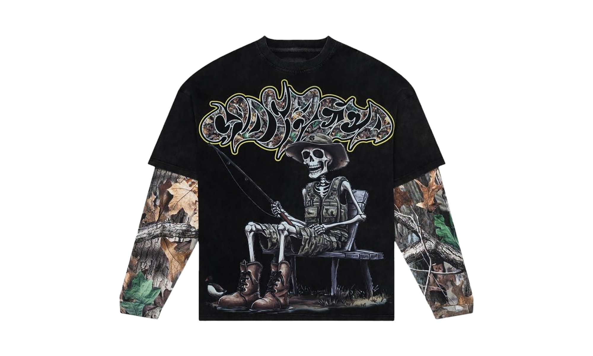 Gone Fishing Layered T-Shirt "Black Wash" VU962AT5