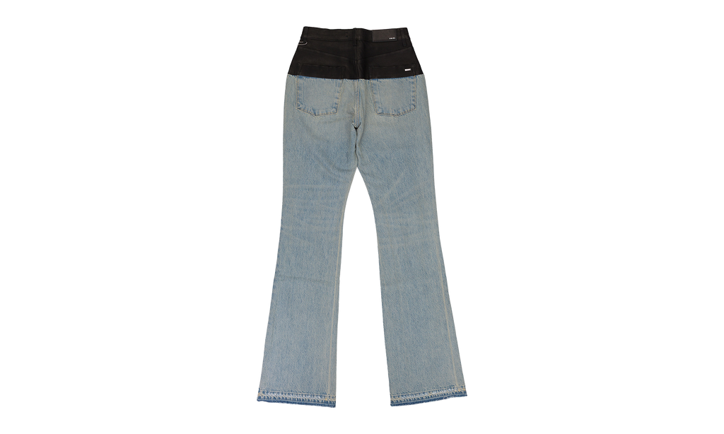 Hybrid Bootleg Jeans w/ Leather "SKY INDIGO / BLACK" PS22WDS070 064