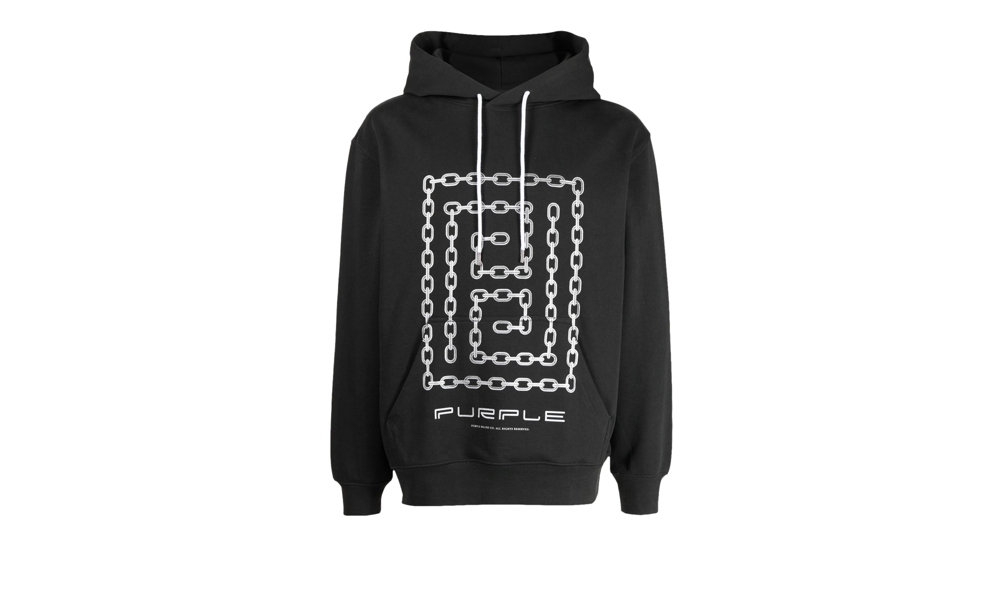 FRENCH TERRY PULLOVER HOODY - MEANDER CHAIN BLACK "Black" P410 FBSC322