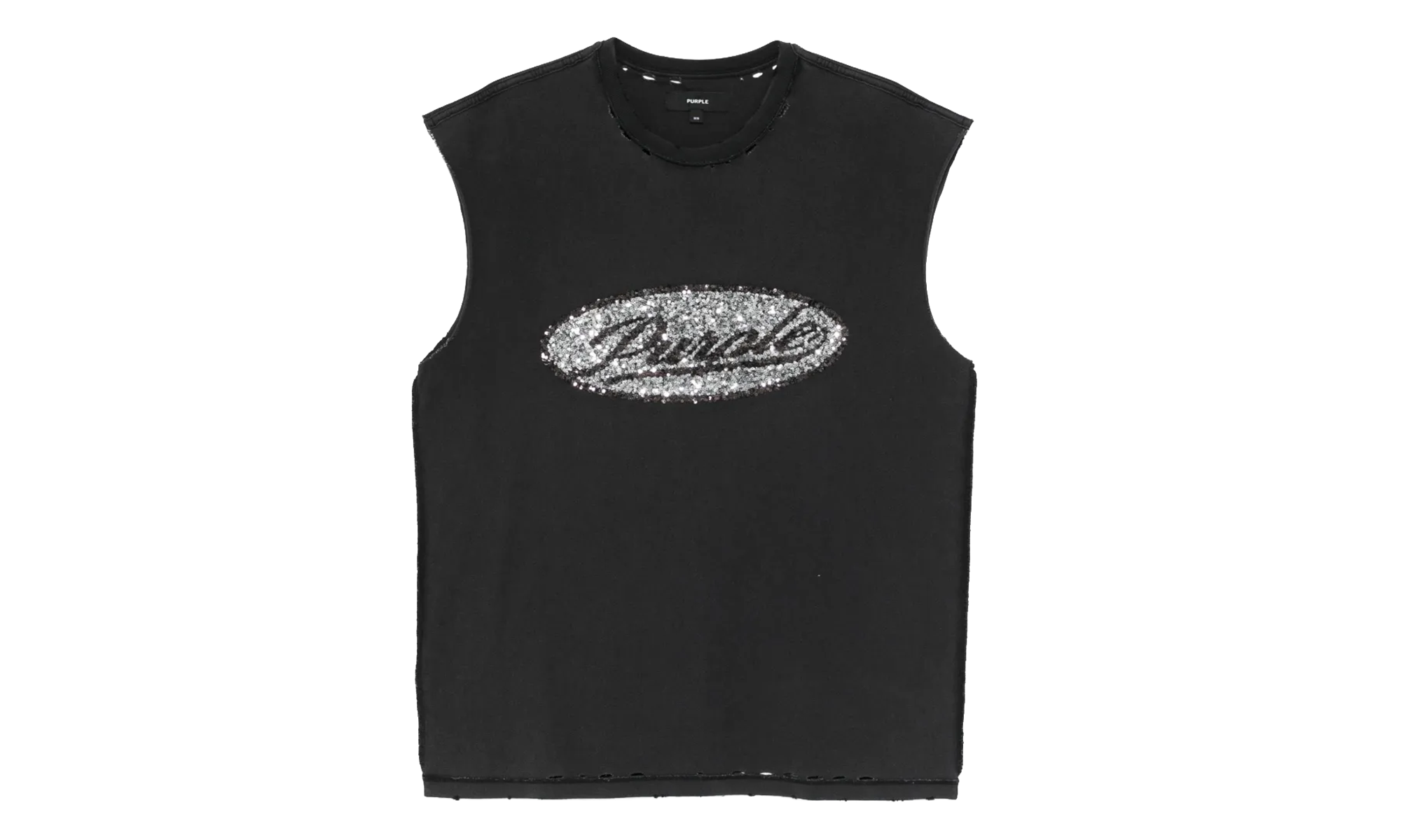 Sequin Script Sleeveless Tee "Black" P103 TBDS226