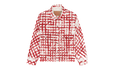 Hand Painted Picnic Plaid Trucker Jacket "Red / White" DT224