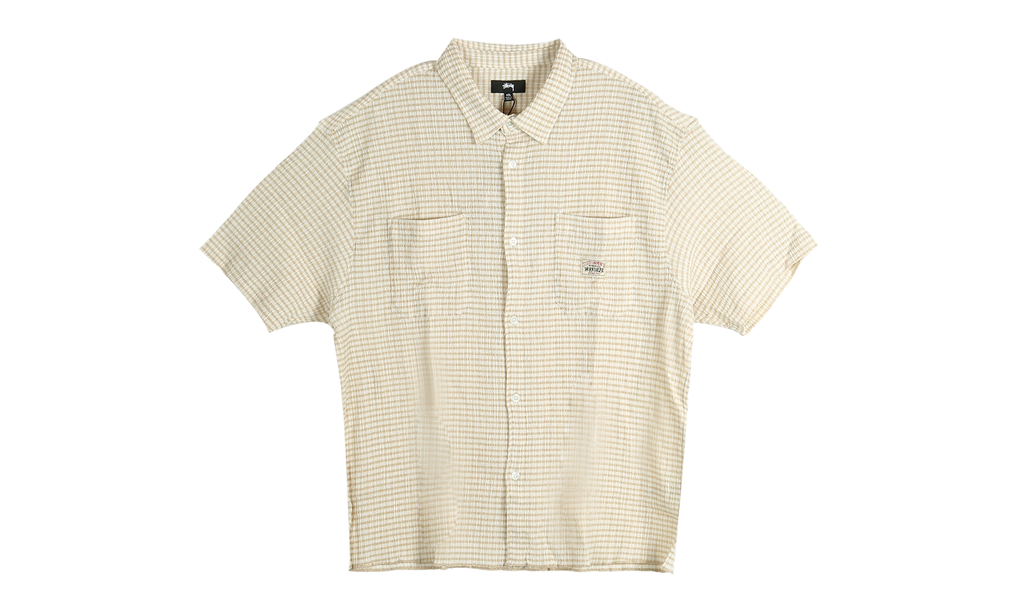 Crinkled Check Short Sleeve Shirt "TAN" 1110371 TANN