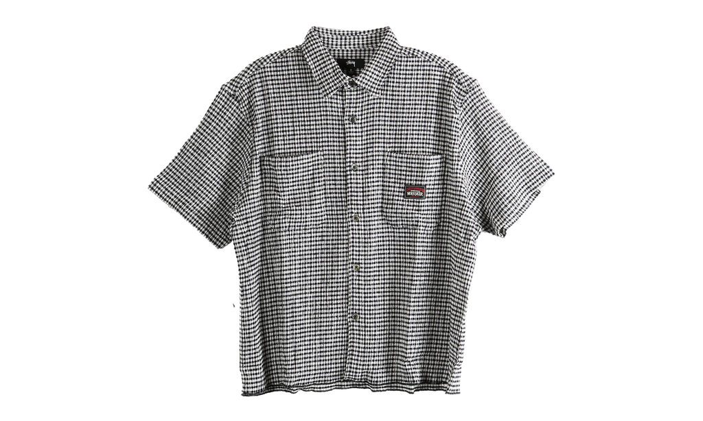 Crinkled Check Short Sleeve Shirt "BLACK" 1110371 BLAC