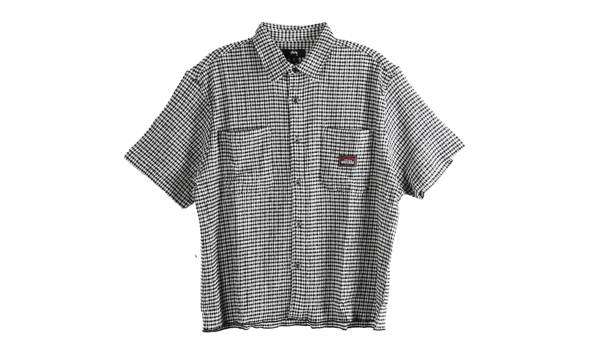 Crinkled Check Short Sleeve Shirt "BLACK" 1110371 BLAC
