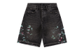 Splatter Embroidery Denim Shorts "Black" P059 UBSB226