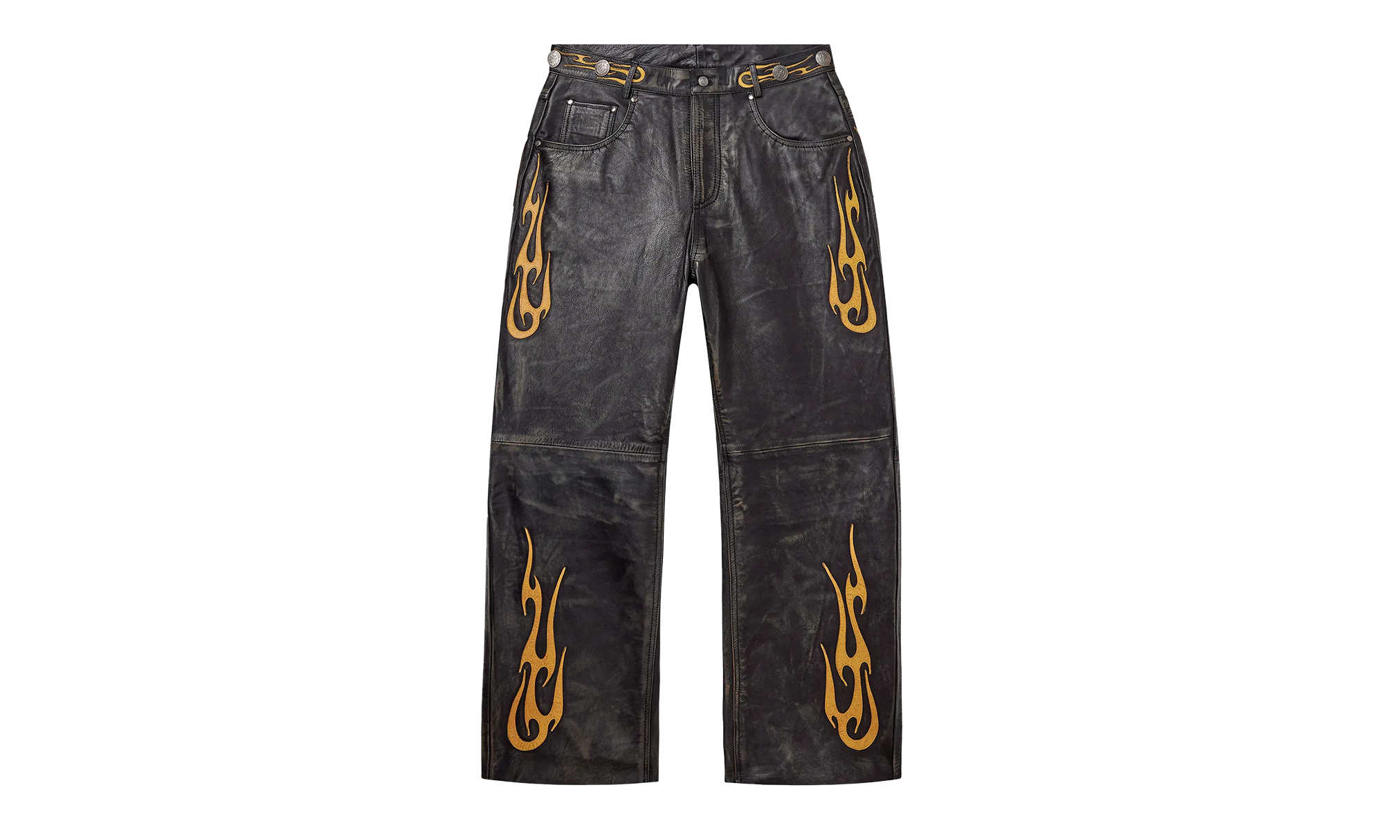 La Flare Leather Pants "Black / Yellow" VALE 10 011 VFLFLPB BK