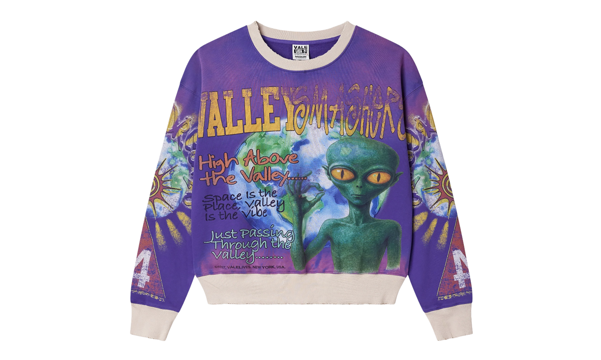 Space Alien Crewneck Sweatshirt "Purple" VAL55