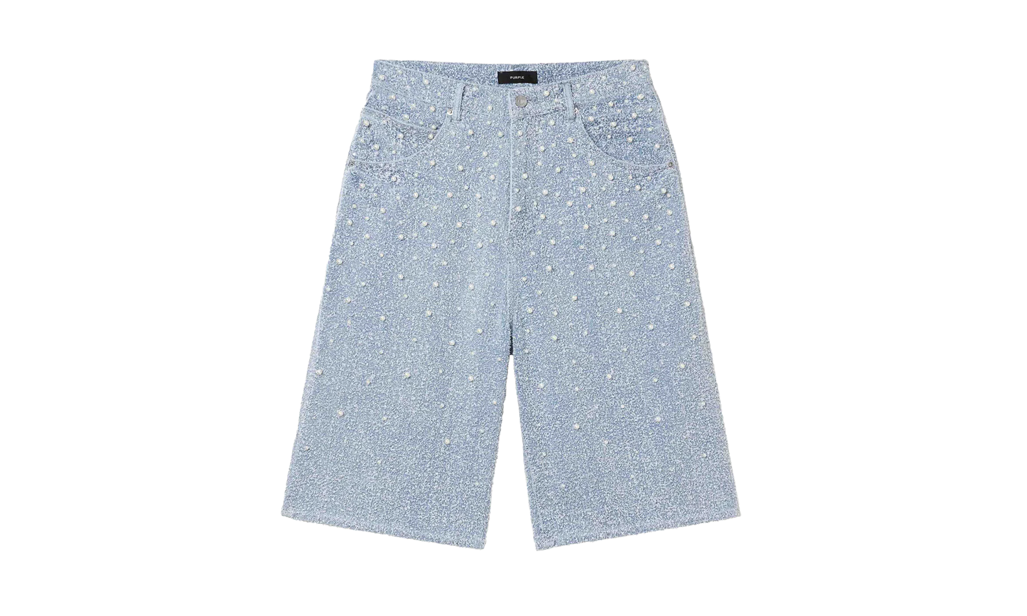 Textured Pearl Shorts Long "Light Indigo" P070 SFLN425
