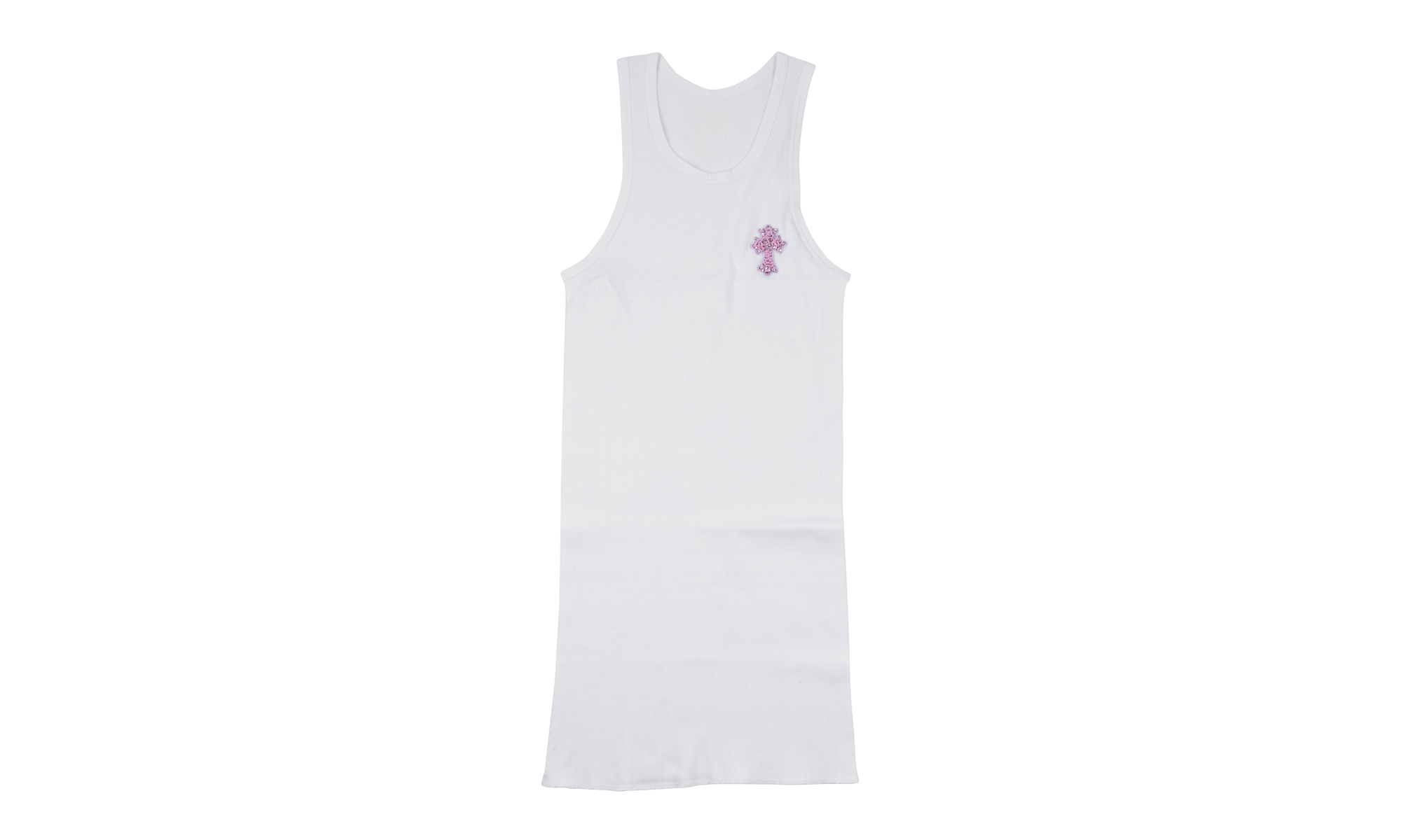 Art Basel Pink Crystal Cross Tank Top "White" CHRM0674