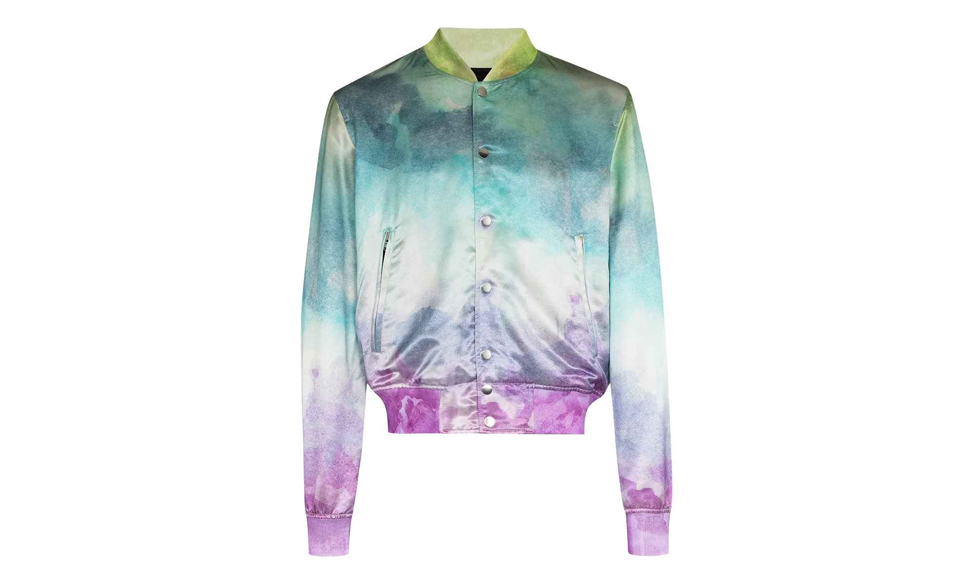 Watercolor Print Silk Bomber Jacket "Multicolor" F0M04179VS MUL