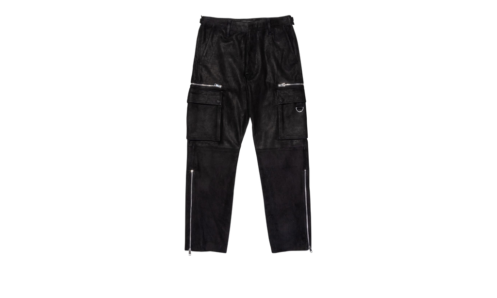 SUEDE ZIP CARGO PANT "Black" P521 LPBB423