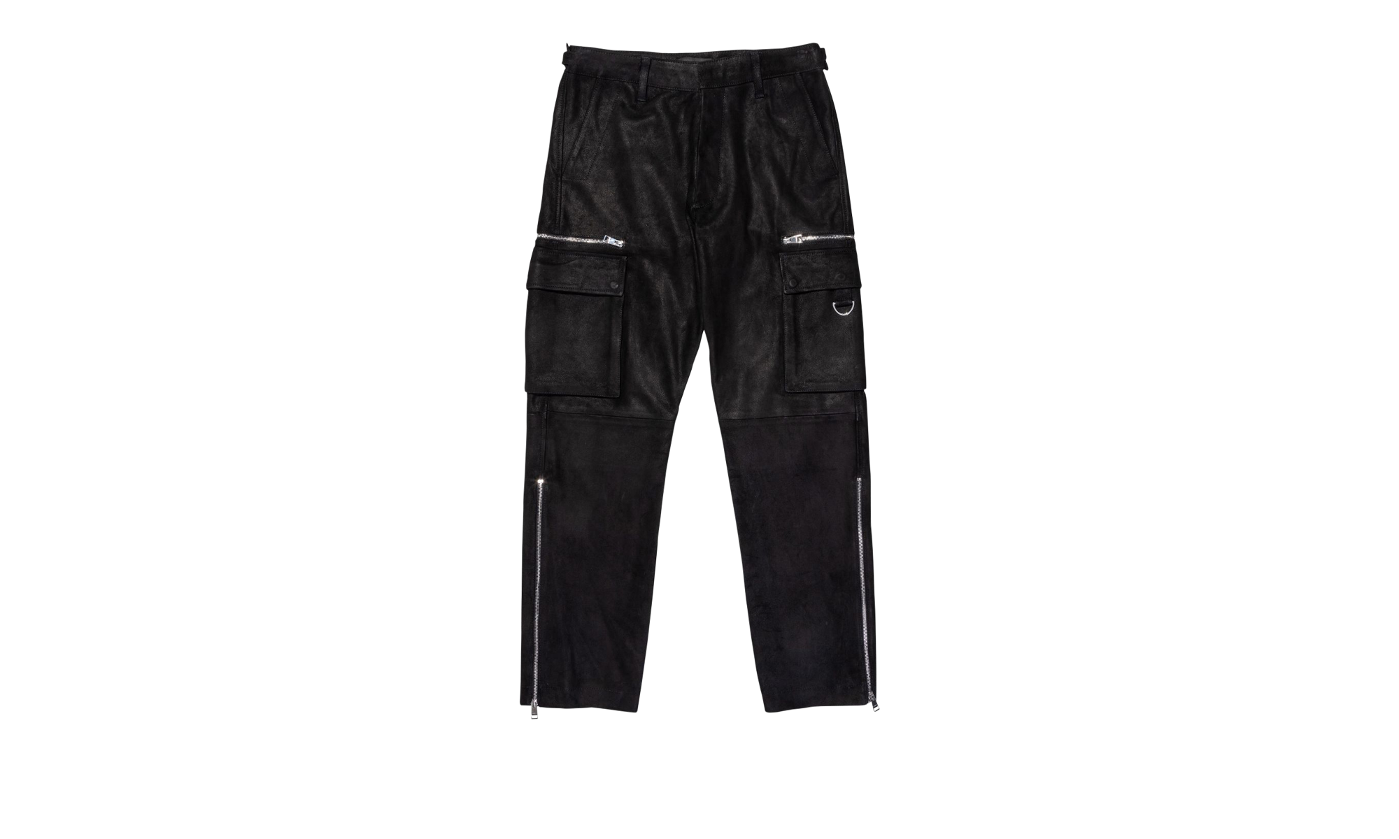 SUEDE ZIP CARGO PANT "Black" P521 LPBB423