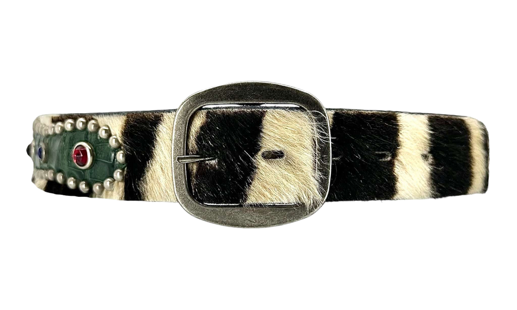 Reptile Studded Fur Belt "Black" GDRSFBB