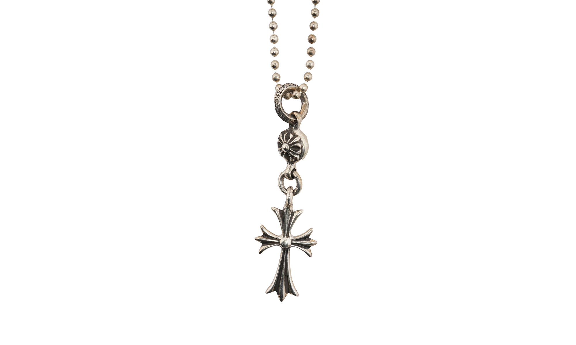 Small Cross Ball Chain Necklace "Silver" CHRM0644