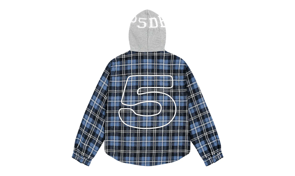 Hooded Zip Flannel Shirt Jacket "Blue Plaid" SP5der228