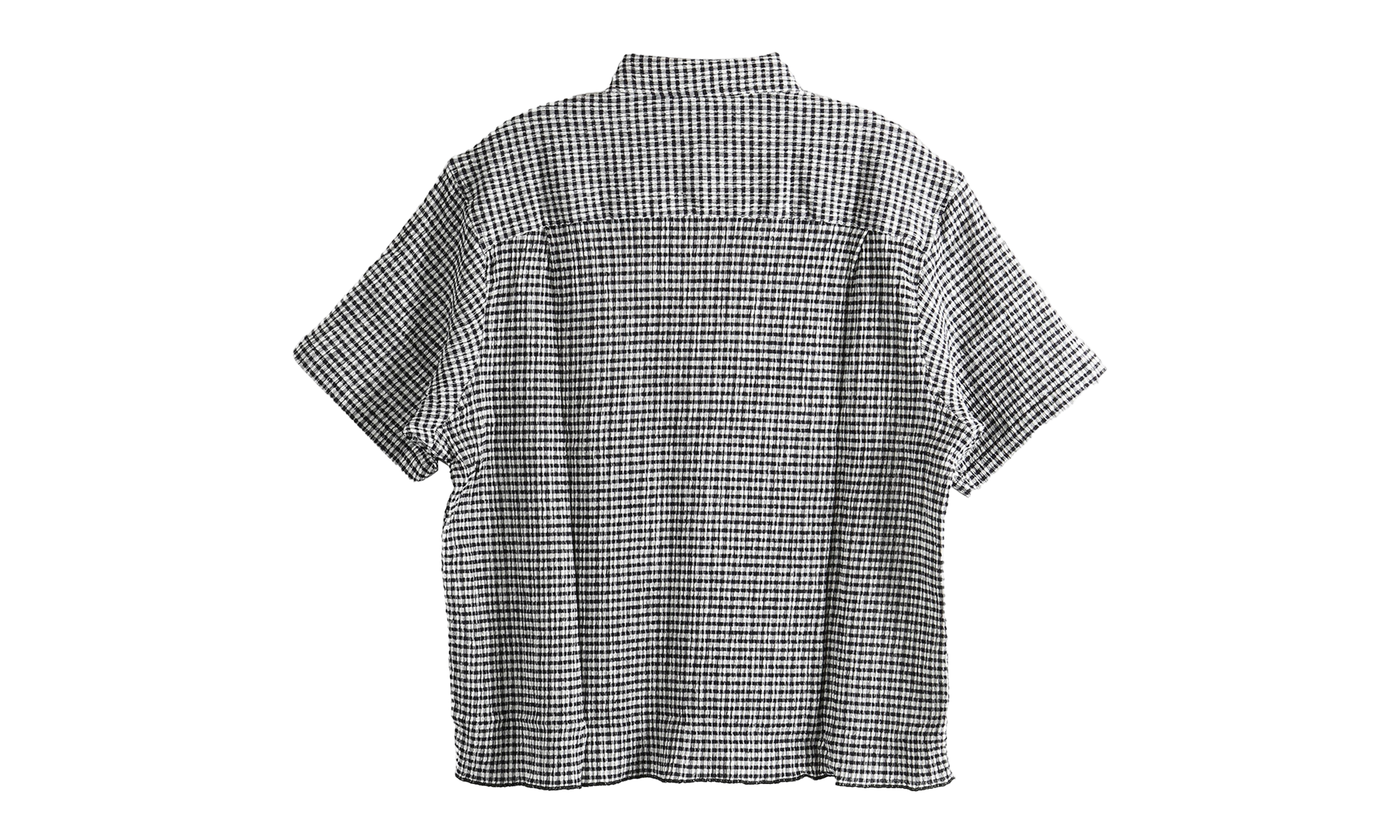 Crinkled Check Short Sleeve Shirt "BLACK" 1110371 BLAC