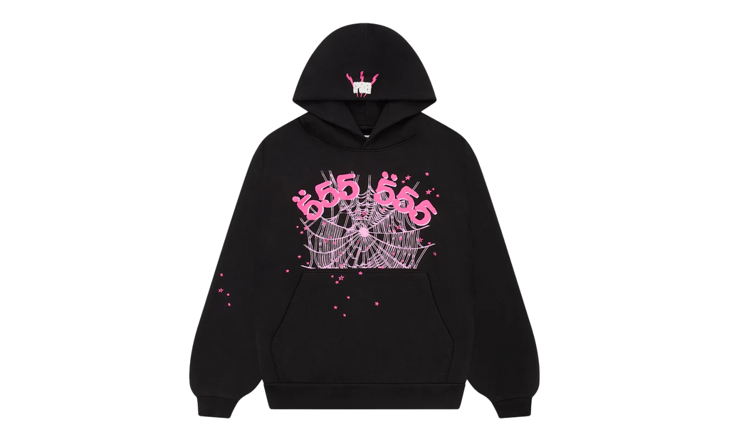 555 WEB HOODIE & SWEATSHIRT "Black, Pink" SS05FW24BLK