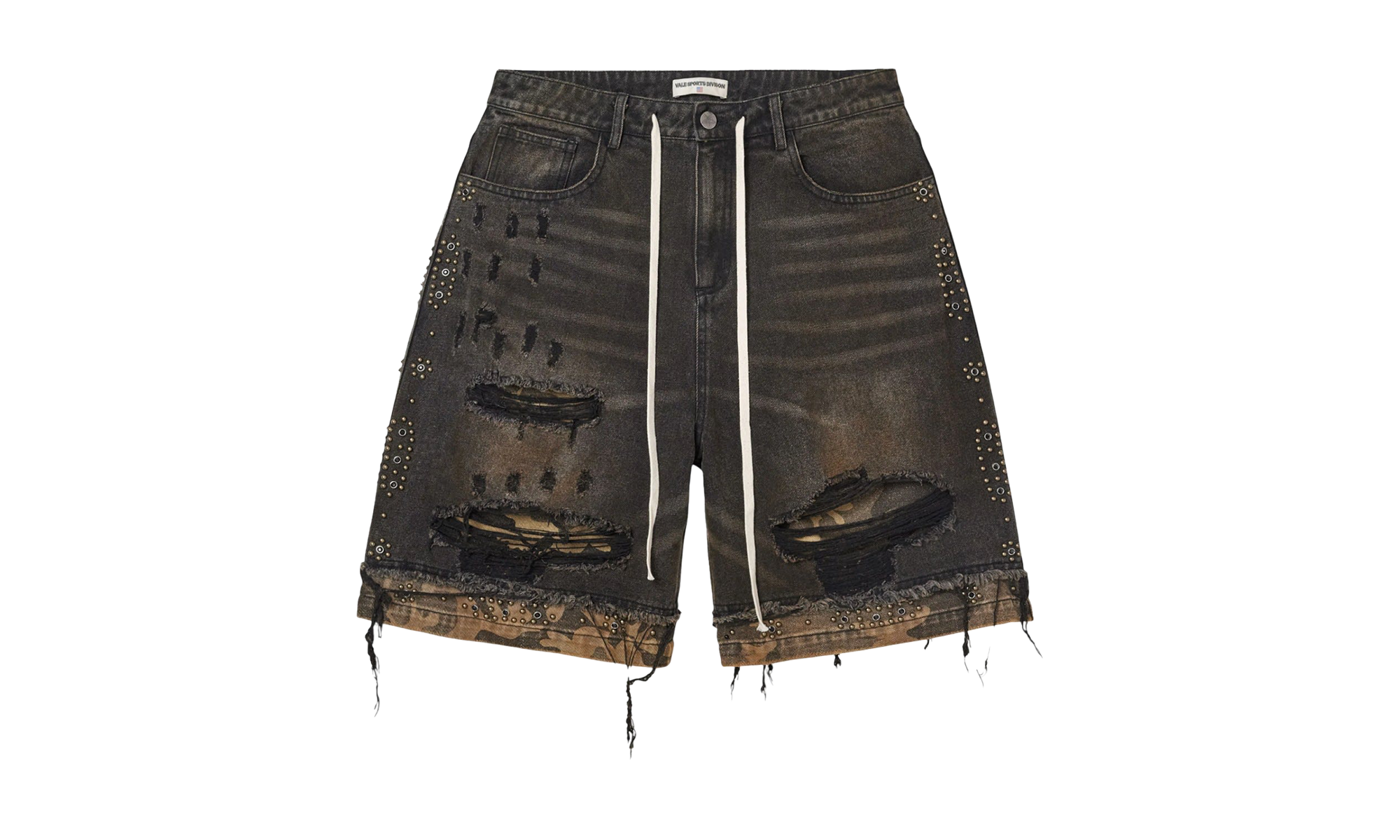 DIV Studded Combo Denim Shorts "Faded Dark Wash" BX66HM2Y