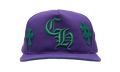 Embroidered Leather Cross Patch Baseball Hat "Purple / Green" CHRM0753