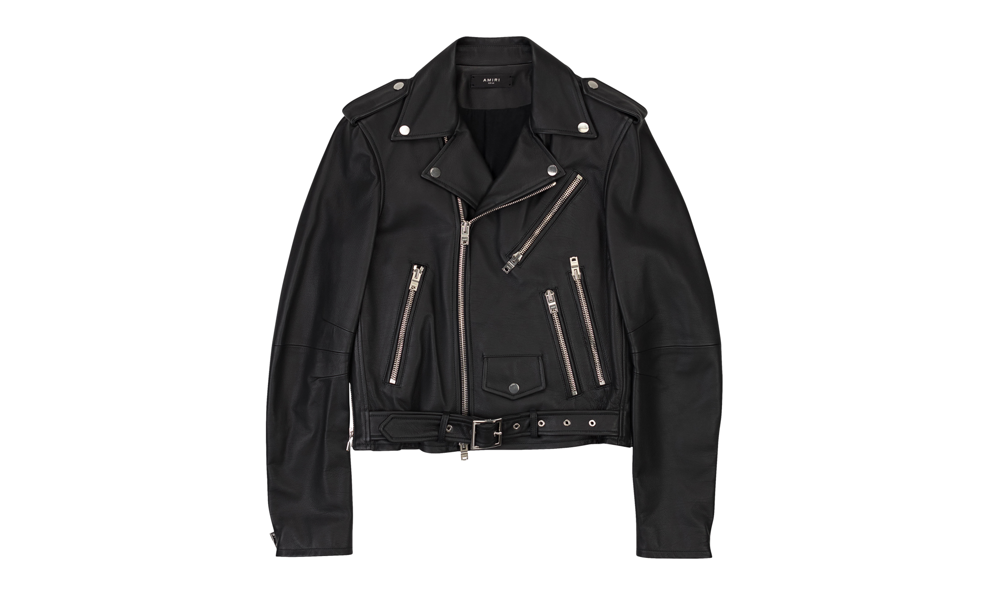 PERFECTO WITH PAINT EMBROIDERY Black Leather Jacket "Black" MLJ033_001