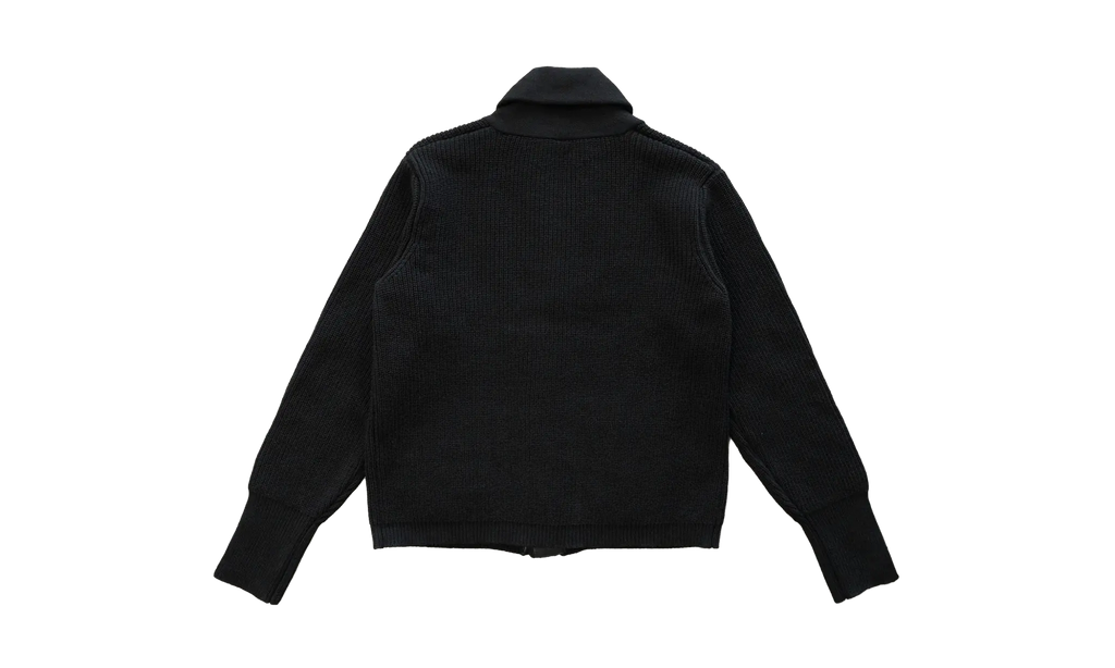 Leather Triple Cross Patch Cardigan Sweater "Black" CHRM0526