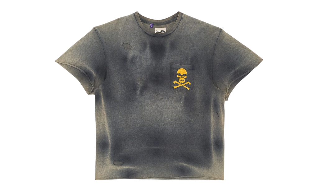 Zip Logo Short Sleeve Tee Shirt "Washed Black Yellow Red" ZPT 1000