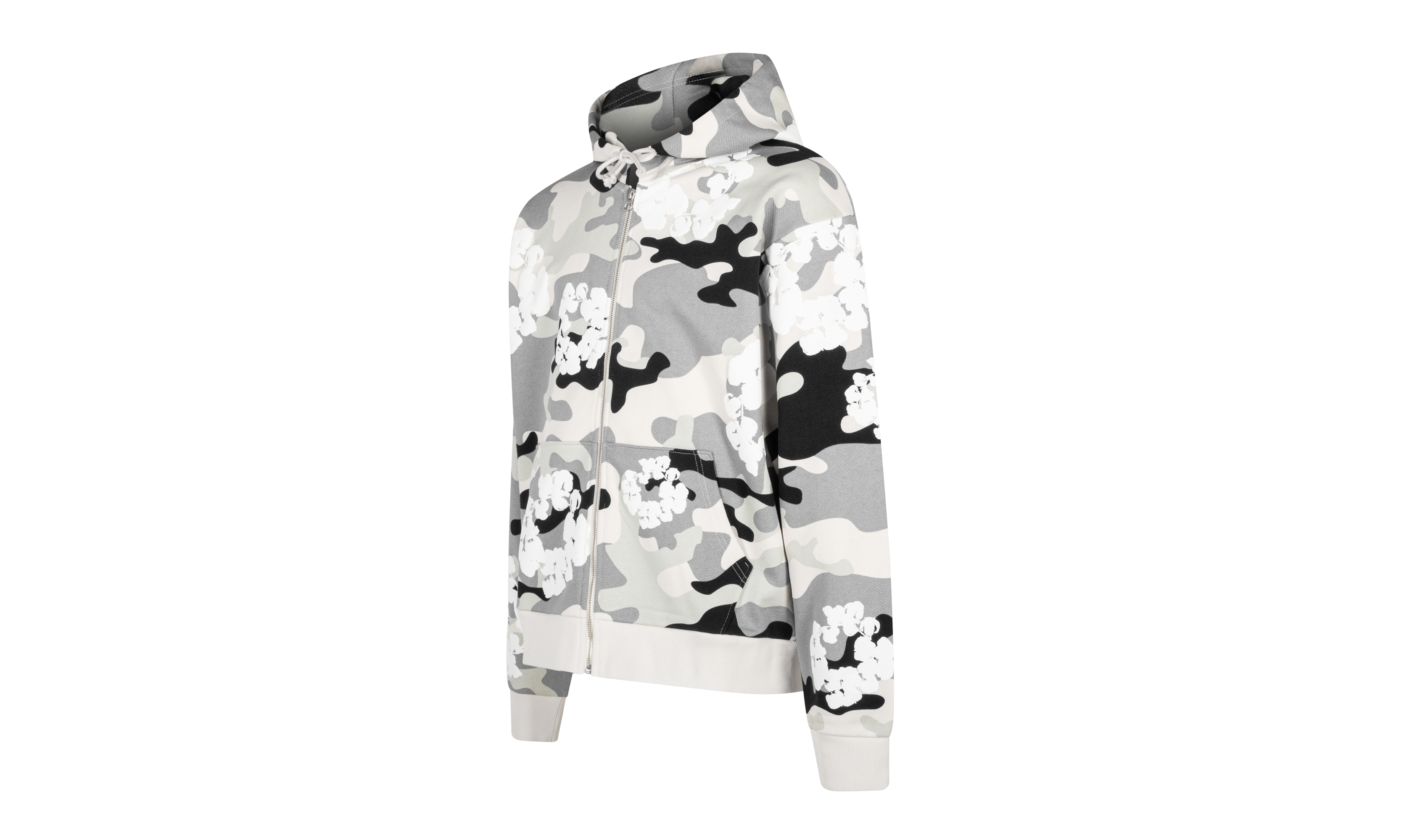 Cotton Wreath Zip Hoodie "White Camo" DT063