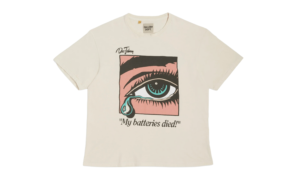 Doc Johnson Batteries Dead Short Sleeve Tee Shirt "Antique White" GDBDSSTSAW