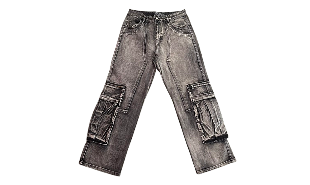 Double Knee Cargo Denim Pants "Black" VAL163
