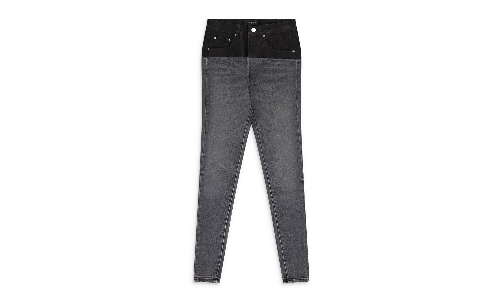 Contrast Leather Skinny Jeans Wmns "Grey" PS22WDS071_BLUE