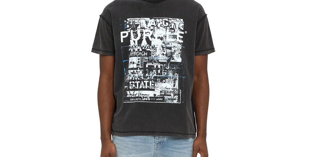 Inside Out Textured Distressed SS Tee "Black" P101 TBBS429