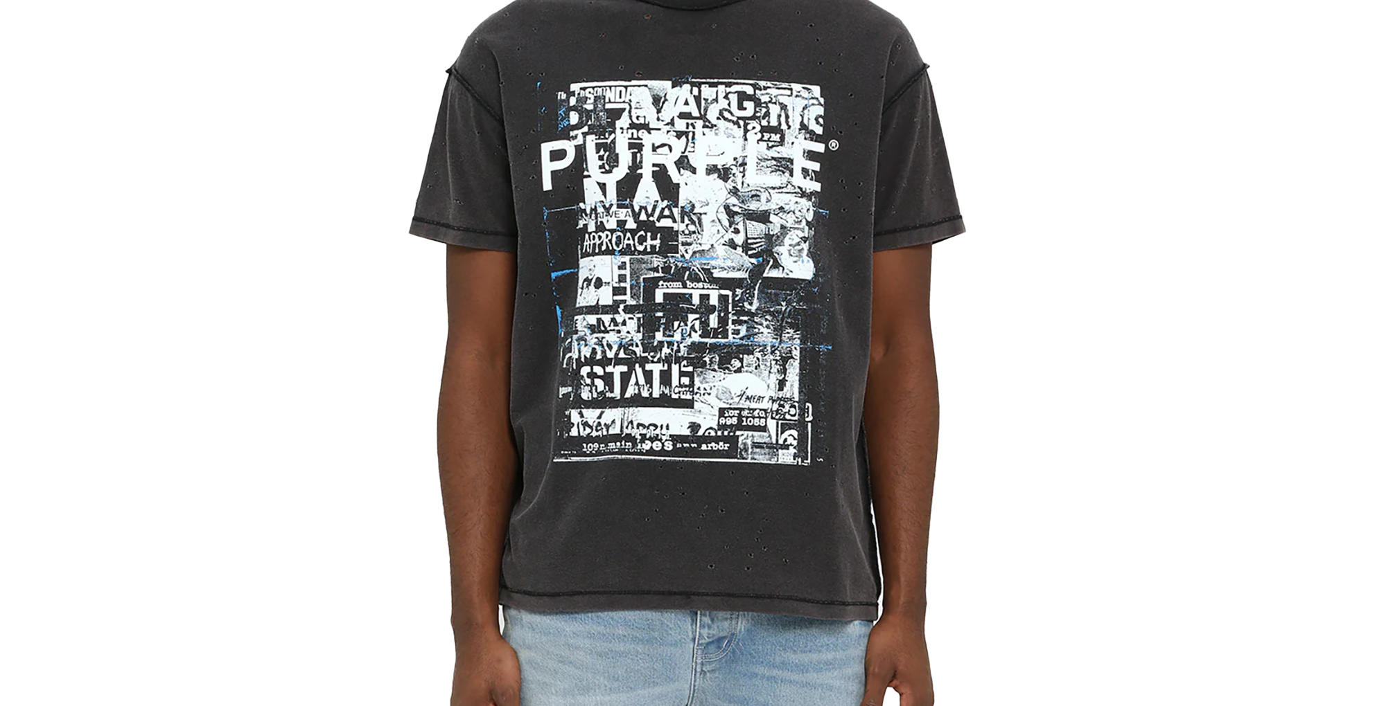 Inside Out Textured Distressed SS Tee "Black" P101 TBBS429