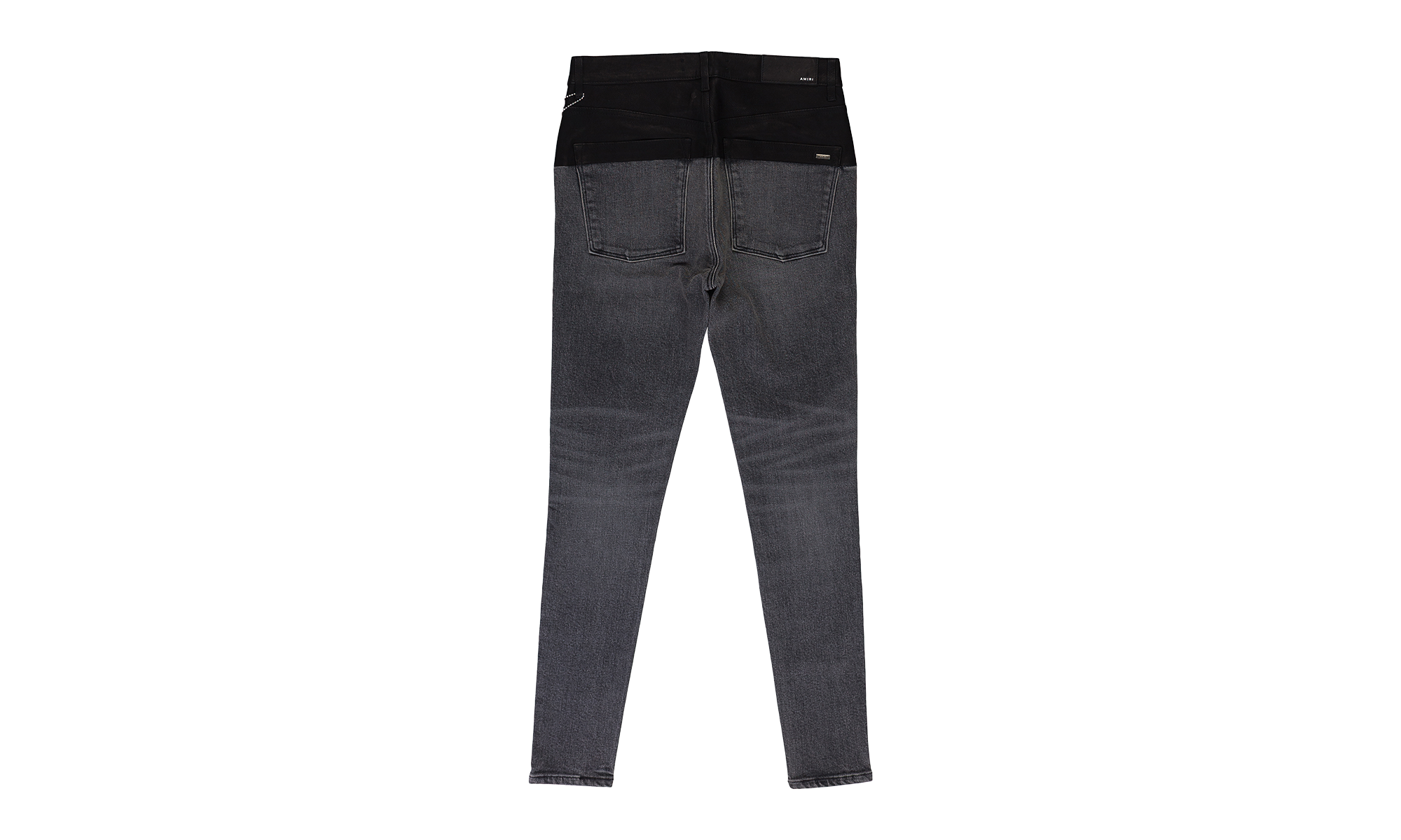 CONTRAST FABRIC WITH LEATHER AGED SKINNY JEANS "Aged Black, Black Leather" PS22WDS071 AGBLKBLK