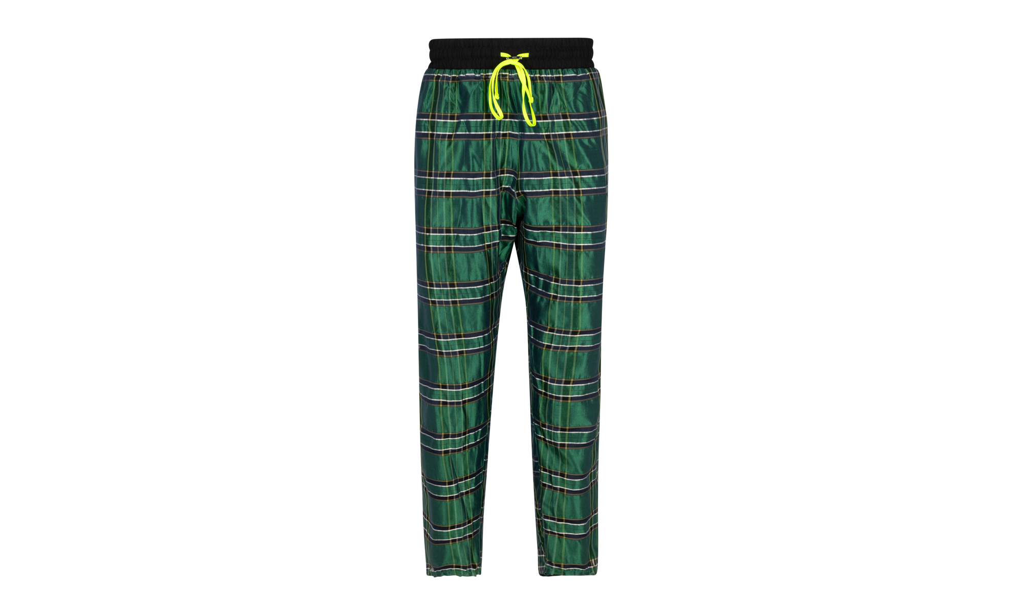 Silk Plaid Track Pants "Green"