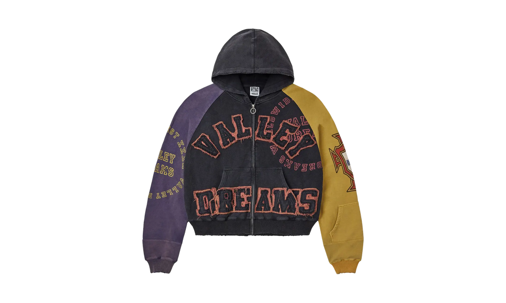 Valley Dreams Zip Up Hooded Jacket "Black / Purple / Yellow" TZUC8E1M