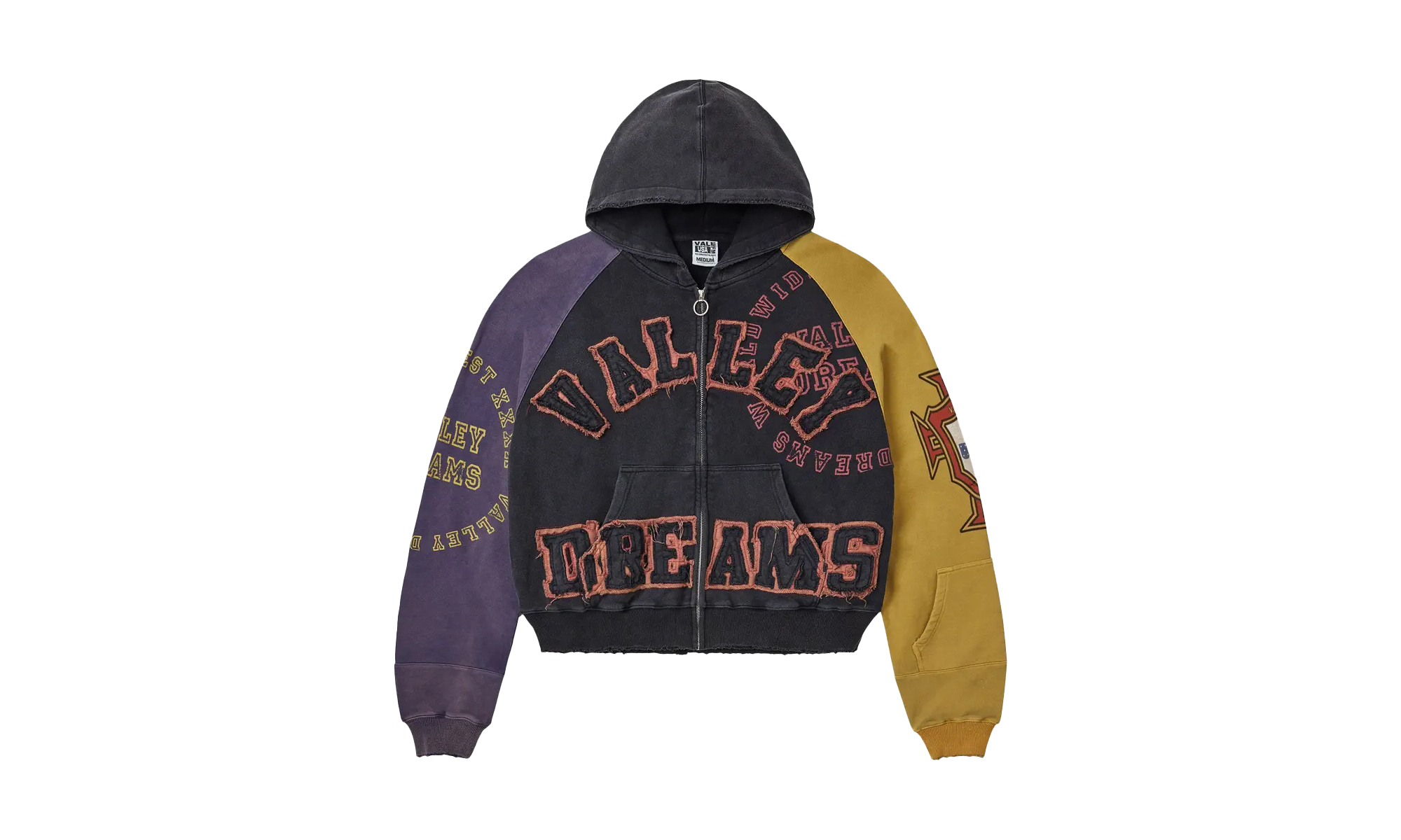 Valley Dreams Zip Up Hooded Jacket "Black / Purple / Yellow" TZUC8E1M