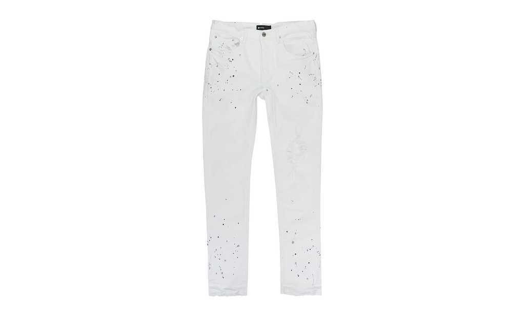 WHITE PAINT BLOWOUT SKINNY JEANS "White" P001 OWPB122 34