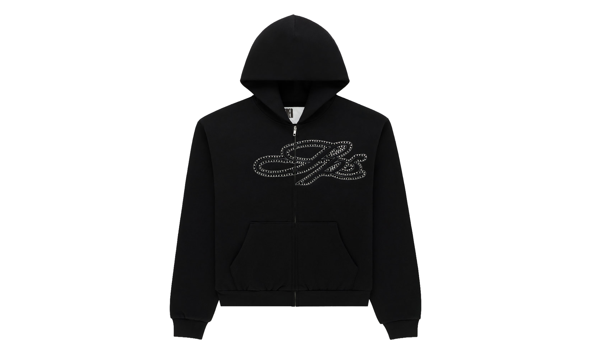 Rhinestone Script Zip Hoodie "Black" SP5der351