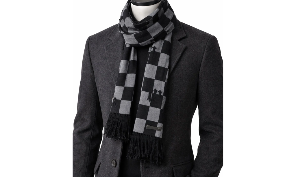 Cashmere Old English Scarf "Black / White" MSK003 004