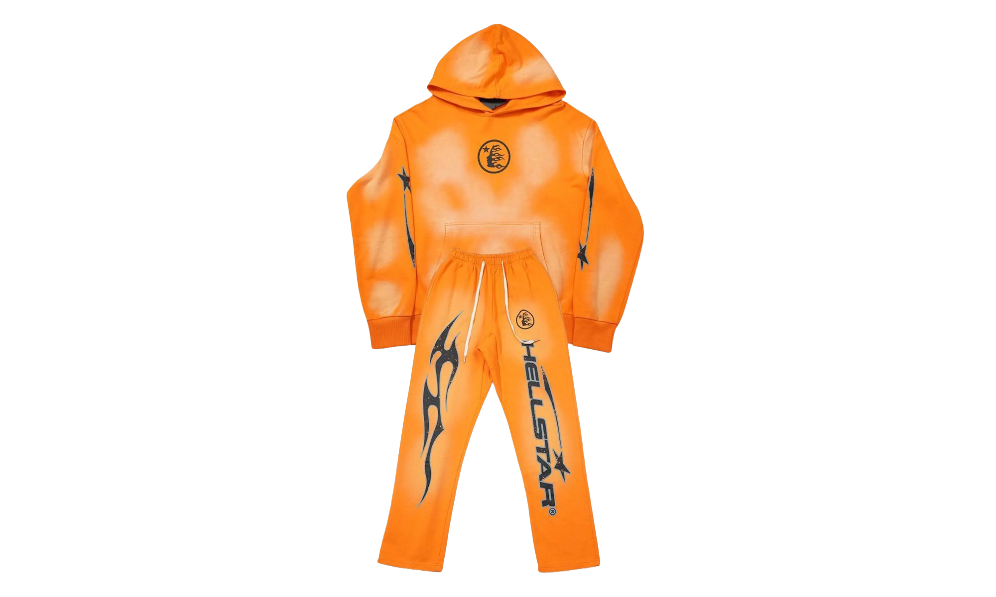 Fire Hoodie with Flare Bottom Sweatpants (Full Set) "Orange" HSR133