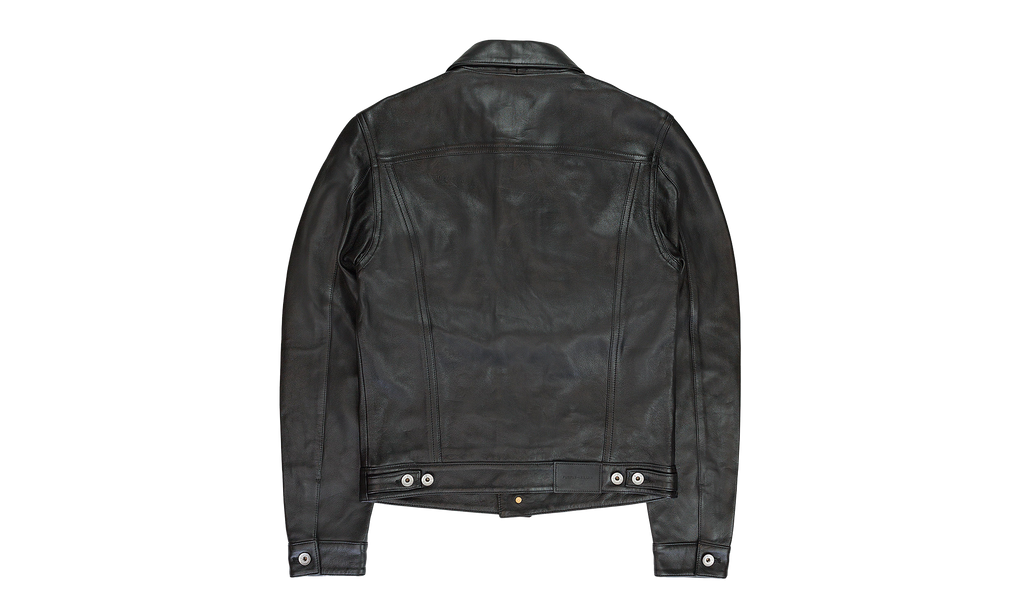 LEATHER TRUCKER JACKET "Black" P028 LTBB423